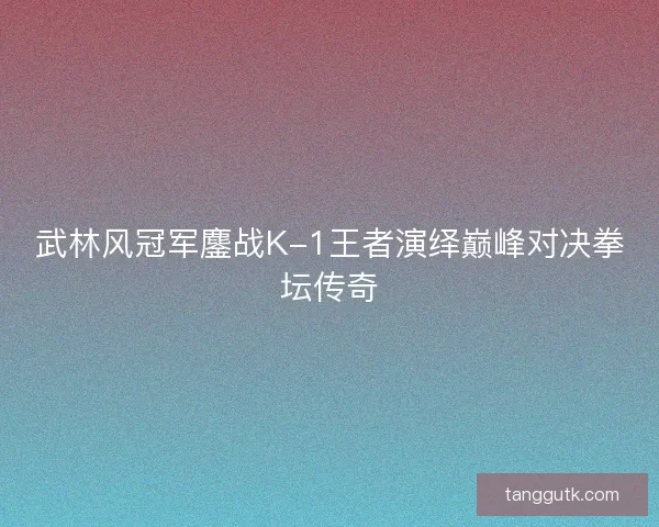 武林风冠军鏖战K-1王者演绎巅峰对决拳坛传奇