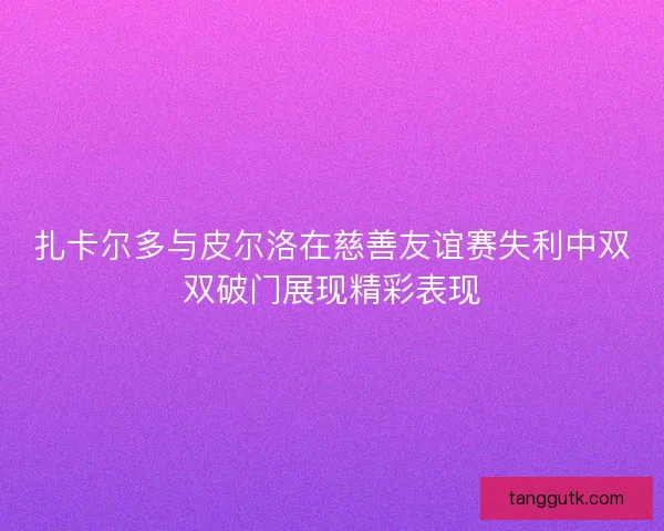 扎卡尔多与皮尔洛在慈善友谊赛失利中双双破门展现精彩表现
